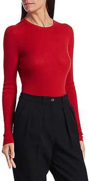 Ribbed Cashmere Knit Crewneck Sweater