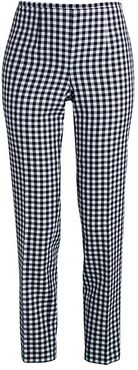 Gingham Side-Zip Wool-Blend Pants