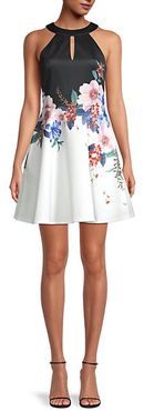 Floral-Print A-Line Skater Dress