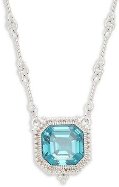 Sterling Silver & London Blue Spinel Pendant Necklace