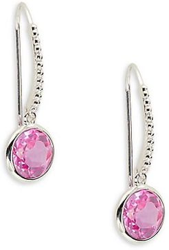 Sterling Silver & Pink Crystal Drop Earrings