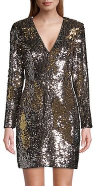 Long-Sleeve Sequin Cocktail Dress