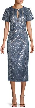 Beaded Keyhole Midi Dress