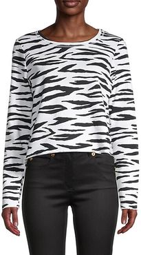 Zebra-Print Long-Sleeve T-Shirt