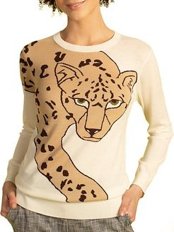 Leopard Intarsia Merino Wool Sweater