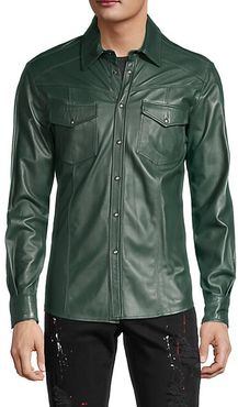 Snap-Front Leather Shirt