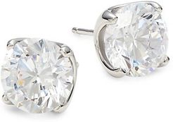 Sterling Silver, Platinum & Simulated Diamond Stud Earrings