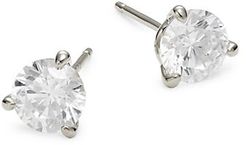 Platinum-Plated Sterling Silver & Simulated Diamond Stud Earrings