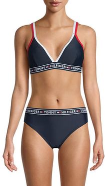 Double-Strap Triangle Logo Bikini Top