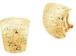 14K Yellow Gold Dome Button Leverback Earrings