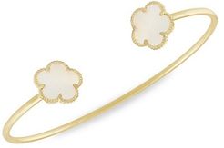 Flower 14K Goldplated & Mother-Of-Pearl Cuff Bracelet