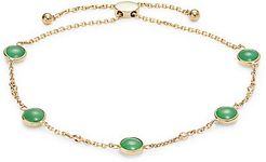 14K Yellow Gold, Jade & Diamond Bracelet