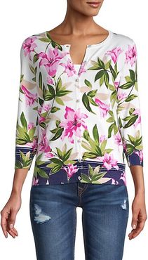 Easter Lily-Print Cardigan