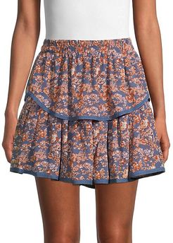 Floral-Print Tiered Mini Skirt