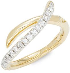 Bamboo 18K Yellow Gold & Pav&eacute; Diamond Ring