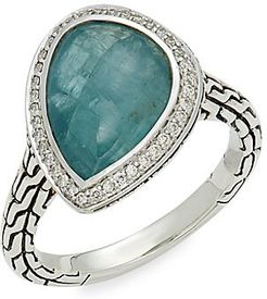 Classic Chain Sterling Silver, Diamond & Grandidierite Ring