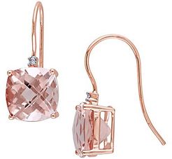 14K Rose Gold, Morganite & Diamond Drop Earrings