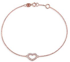 14K Rose Gold & Diamond Heart-Shaped Charm Bracelet