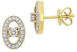 14K Yellow Gold & 0.34 TCW Diamond Halo Stud Earrings