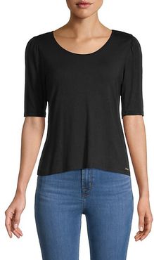 Scoopneck Elbow-Sleeve Top