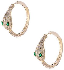 Luxe 18K Goldplated & Cubic Zirconia Snake Hoop Earrings