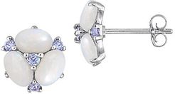 14K White Gold, Opal & Tanzanite Stud Earrings