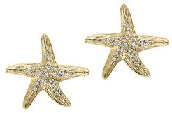 14K Yellow Gold & Diamond Starfish Stud Earrings