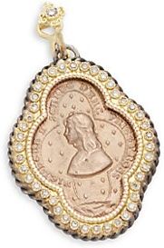 Bronze, 14K Yellow Gold & Diamond Portrait Pendant