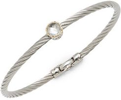 Stainless Steel Single White Topaz Bracelet