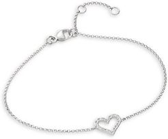 Pave Classica 14K White Gold & Diamond Heart Bracelet
