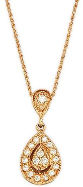 14K Rose Gold & Diamond Teardrop Pendant Necklace