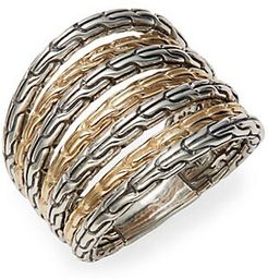 18K Yellow Gold & Sterling Silver Layered Ring
