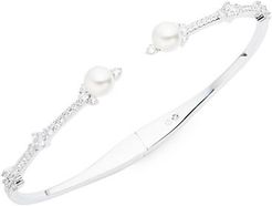 Crystal & Small Round Pearl Bangle