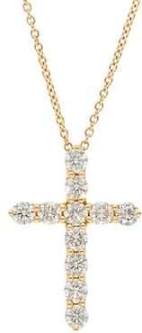14K Yellow Gold and Diamond Cross Pendant Necklace