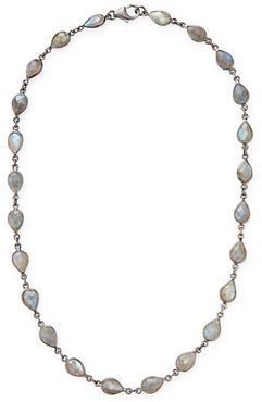 Labradorite and Silver Bezeled Station Necklace