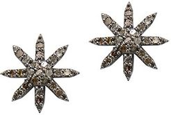 0.8 TCW Diamond & Silver Starburst Stud Earrings