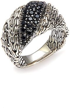 Sterling Silver & Black Sapphire Twist-Chain Ring