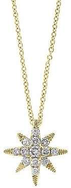 Starburst 14K Yellow Gold & Diamond Pendant Necklace