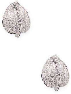 Sterling Silver & Diamond Leaf Earrings
