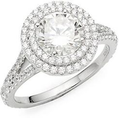 Classic Sterling Silver & Simulated Diamond Halo Ring