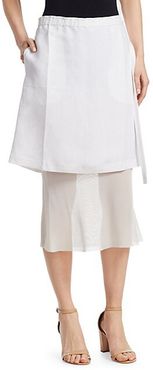 Linen Layered Midi Skirt