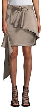 Asymmetric Khaki Mini Skirt