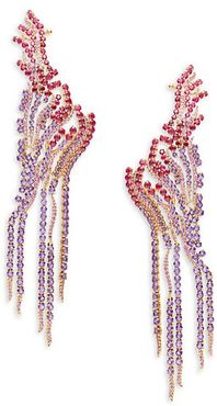 18K Yellow Gold, Amethyst & Ruby Crawler Drop Earrings