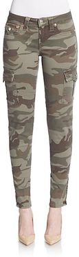 Camo-Print Skinny Cargo Pants