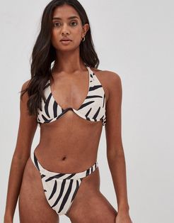 Ares exaggerated underwire bikini top in animal-Multi