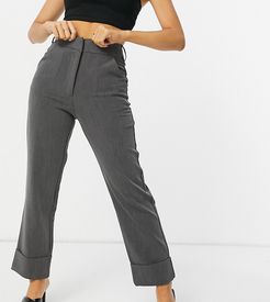 cigarette pants with folded hem detail in dark gray-Grey