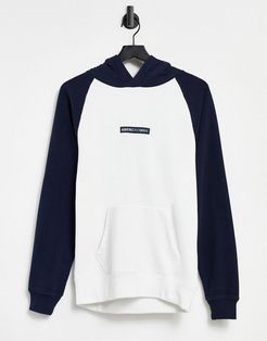 central logo colorblock hoodie in white/navy