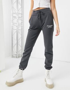 thigh logo sweatpants in gray-Grey