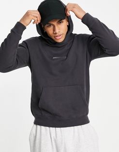 tonal front logo hoodie in black