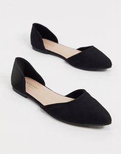 pointed two part flat shoes in black